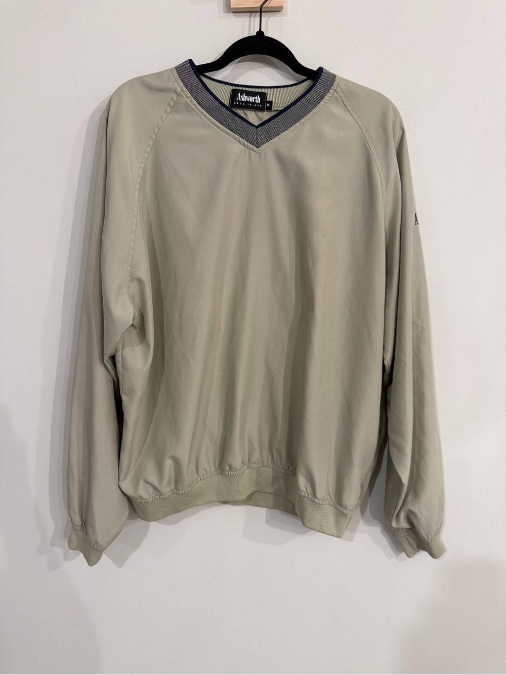 Ashworth Men's Khaki V-Neck Pullover Windbreaker